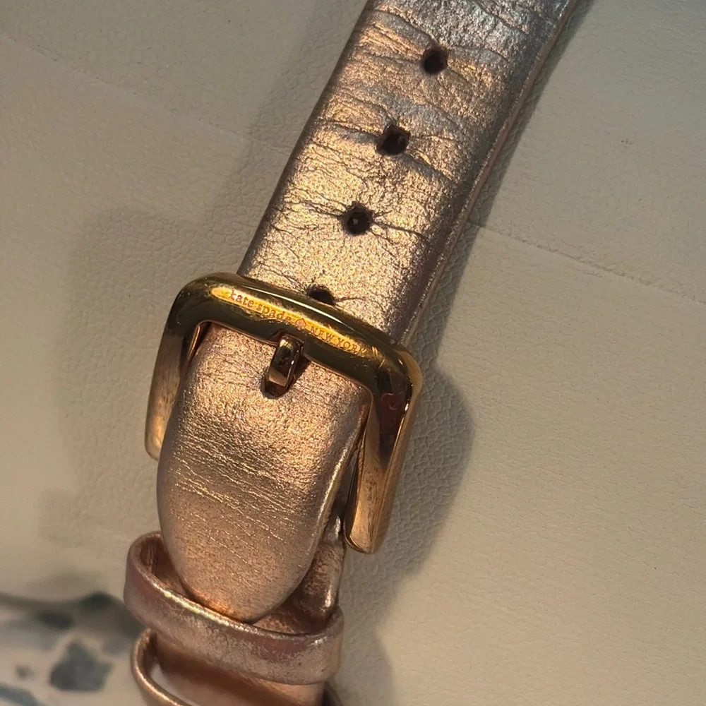 Kate Spade New York Rose Gold Leather Watch Spade Dial Minimalist - Picture 3 of 5